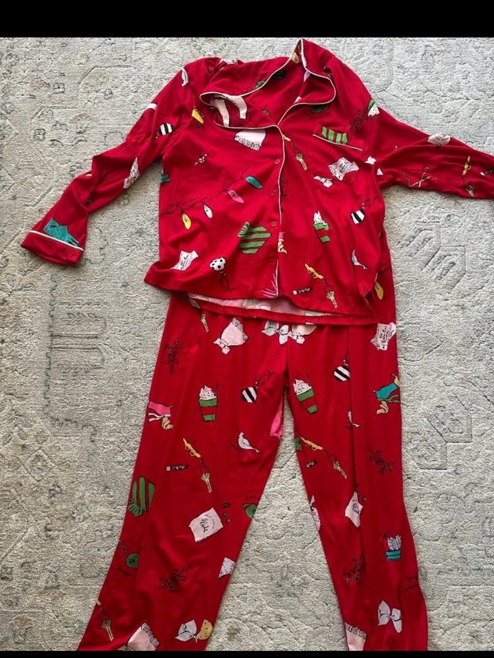 kate spade Red Holiday Print Pajama Set